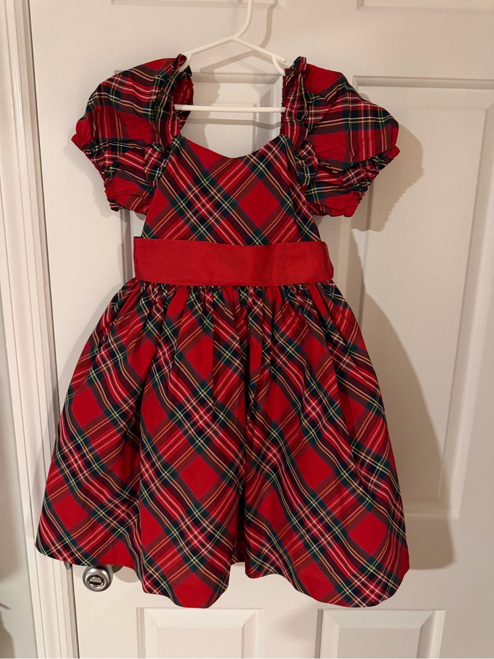 Janie and Jack The Red Tartan Holiday Dress full skirt puff sleeves Christmas 5